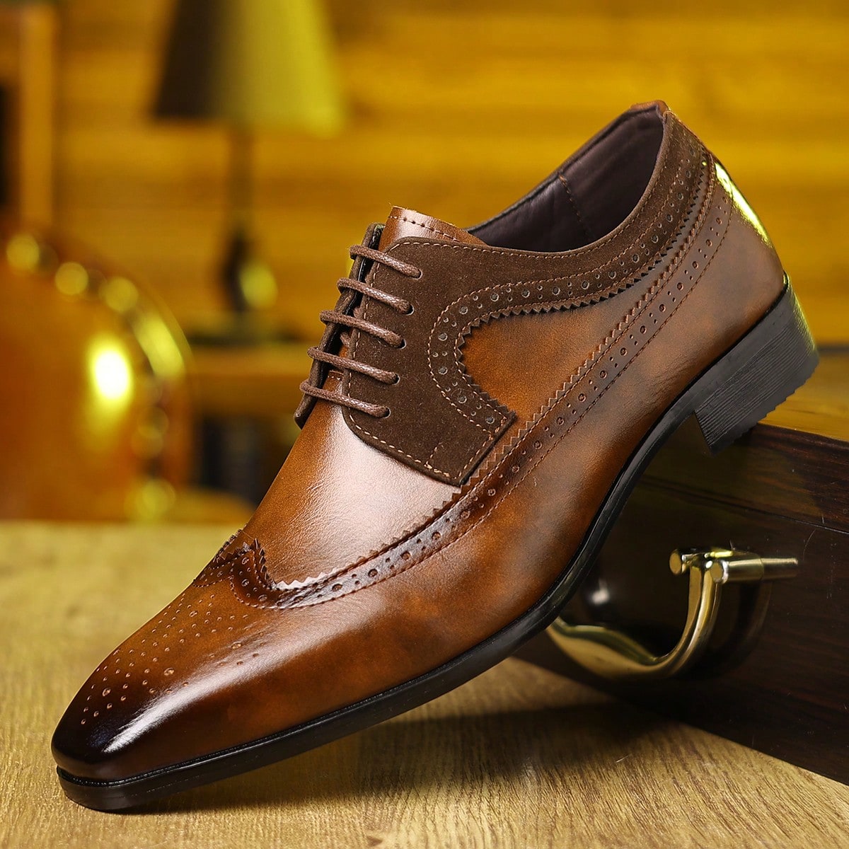 Wingtip Brogue Lace‑Up Dress S - Formal Men Daily Wear Footwear 评论和价格