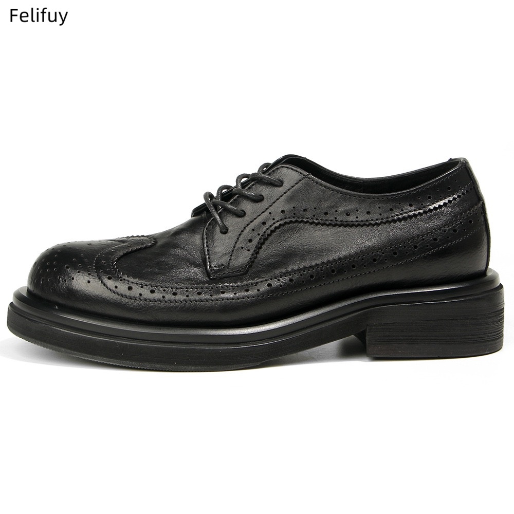 Black Derby shoes Vintage carv - Men Formal Wear All Black 评论和价格