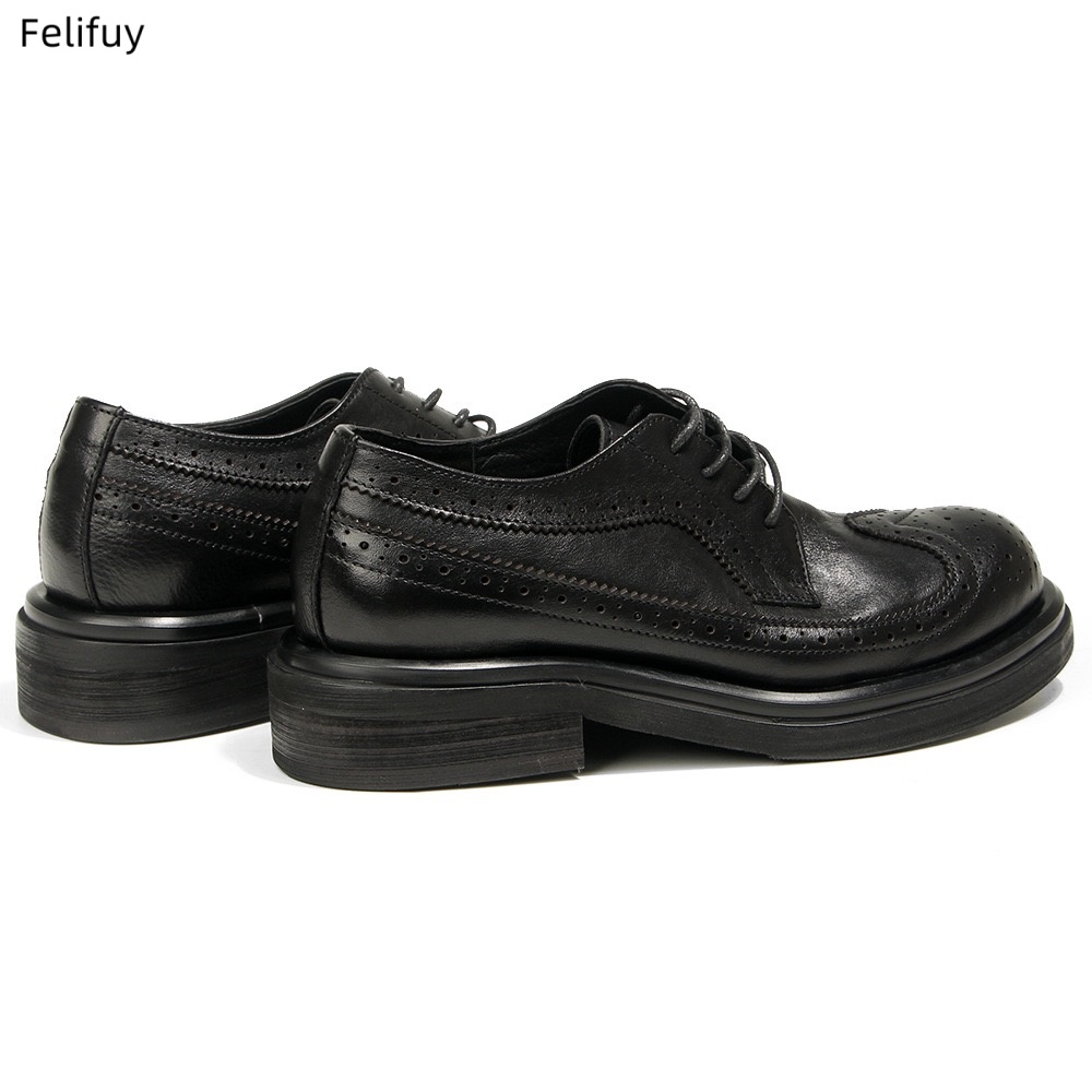 Black Derby shoes Vintage carv - Men Formal Wear All Black 评论和价格